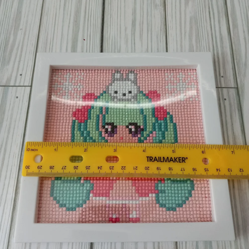 Kawaii Anime Girl With Bunny Framed Diamond Art Picture